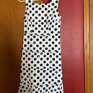 Talbots Navy and White Polka Dot Midi Dress